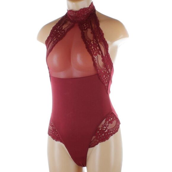 Lace Teddy Halter Mesh Bodysuit Babydoll NWT - Picture 4 of 13